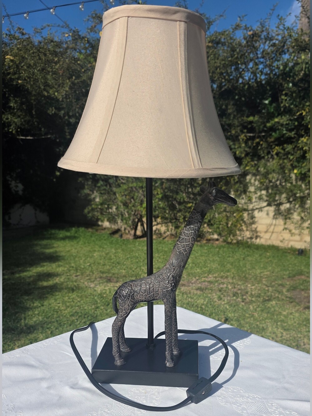 Contemporary Hollywood Regency Giraffe Desk Lamp Base Textured Bronze